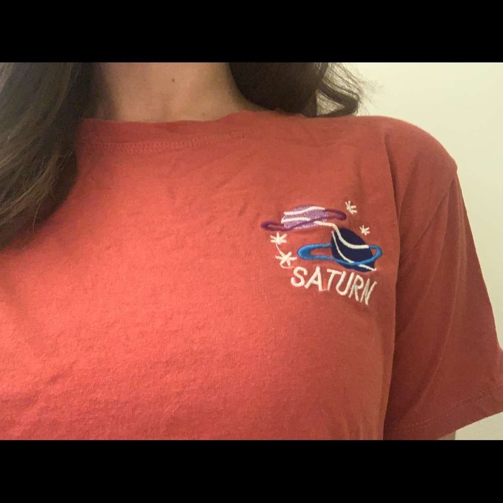 Rust Colored Spacey T Shirt - Saturn XS